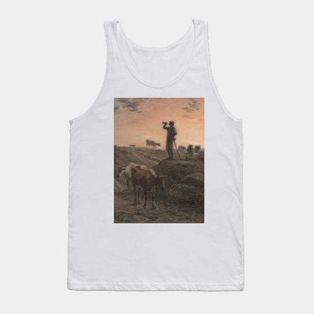 Calling Home the Cows by Jean-Francois Millet Tank Top by Classic Art Stall